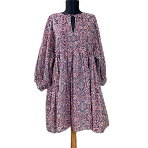 NWT Banana Republic Tie Neck Boho Mini dress women’s size M Paisley